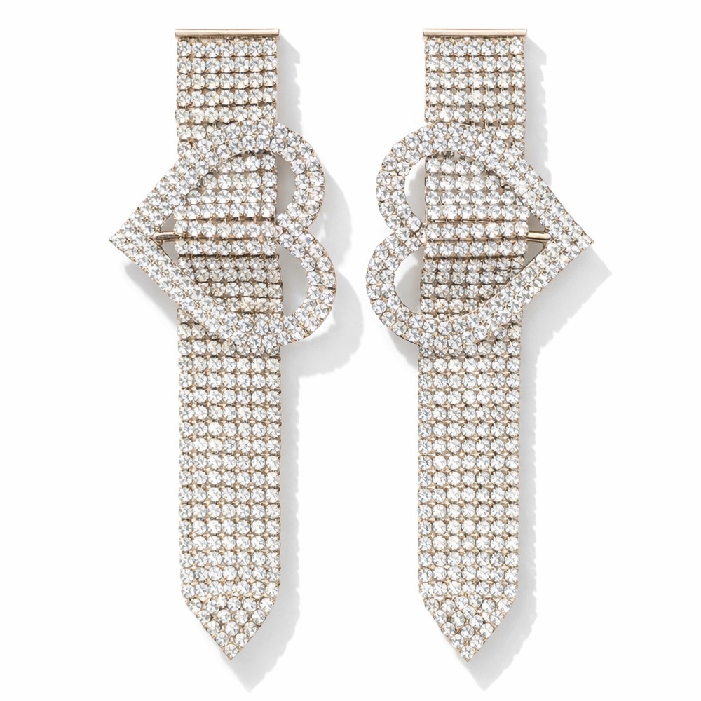 ⚜️ Avant-Garde Crystal Heart Drop Earrings